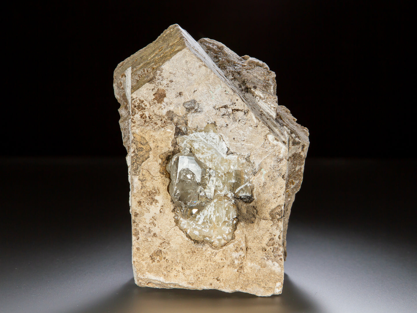 Quartz Var. Herkimer Diamond and Calcite