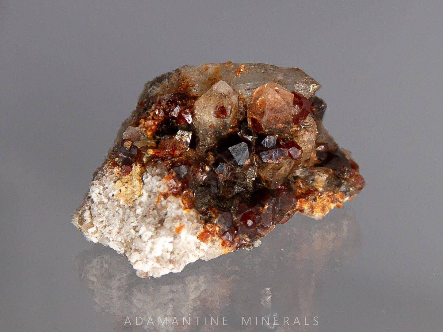 Spessartine Garnet with Smoky Quartz