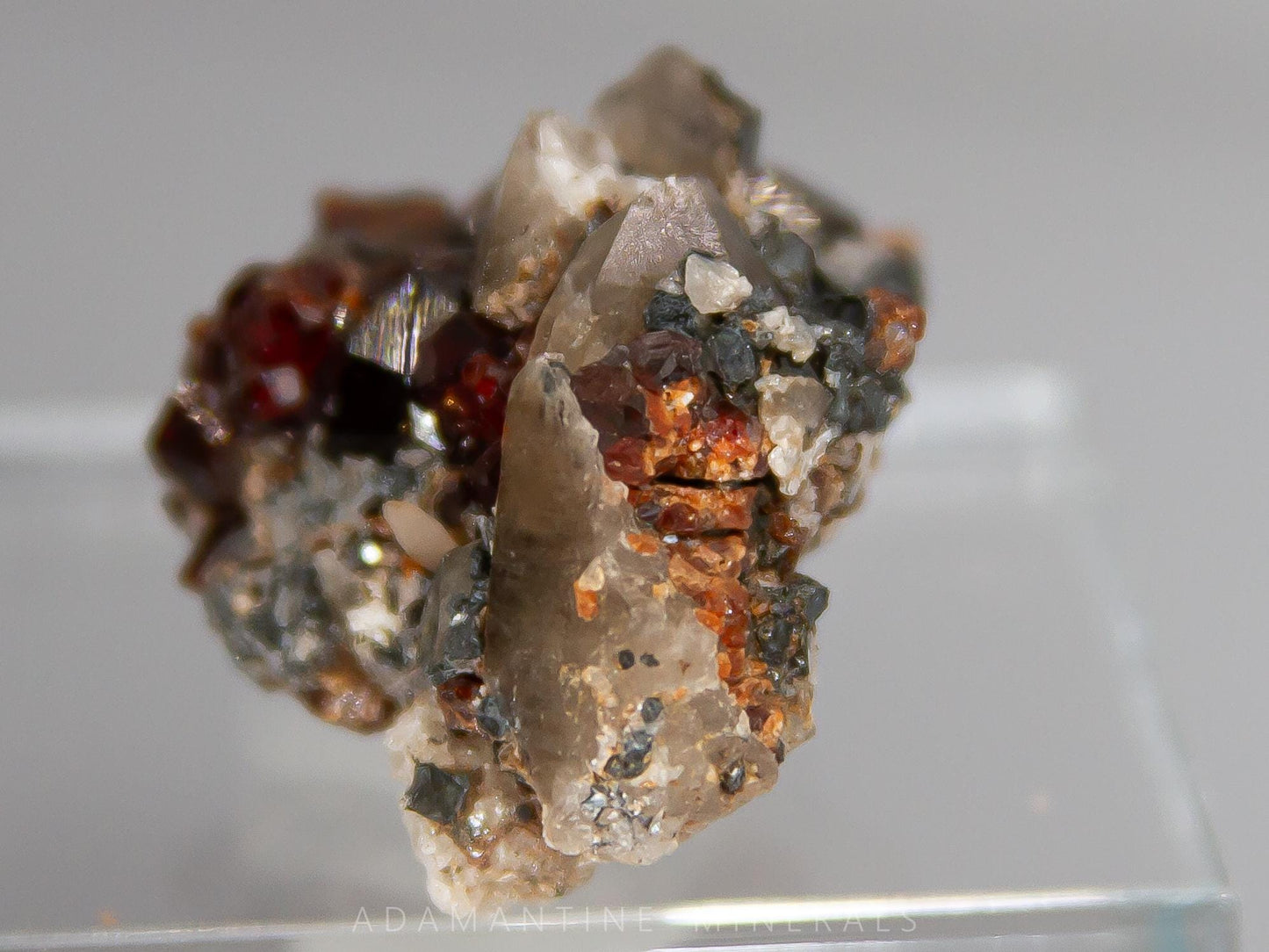 Spessartine Garnet with Smoky Quartz
