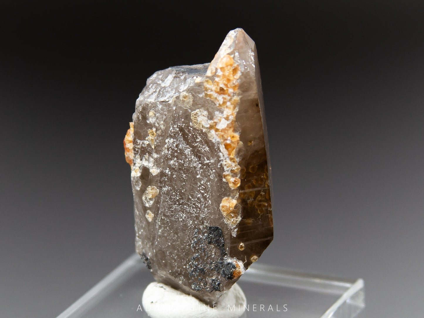 Spessartine Garnet on Smoky Quartz