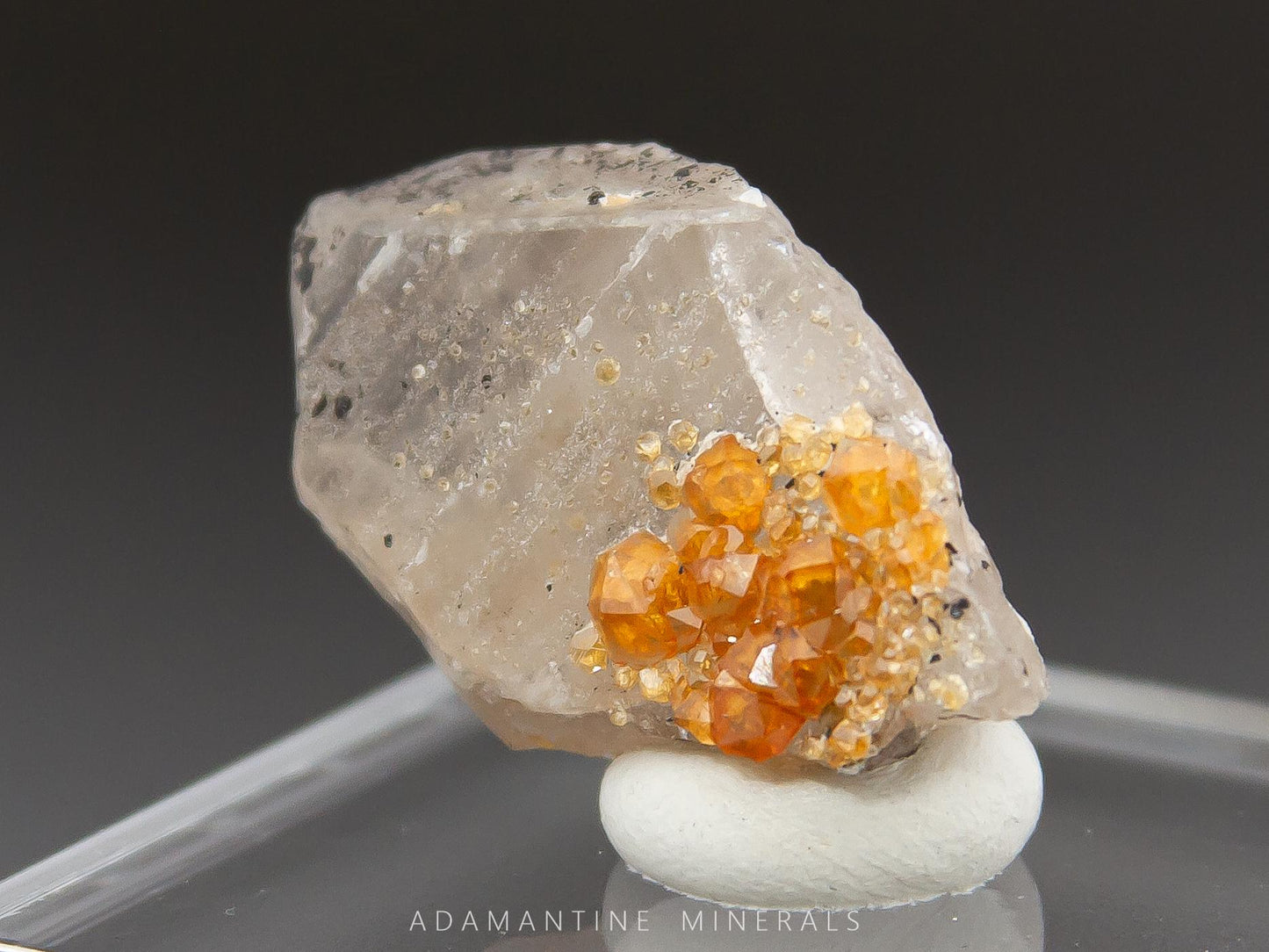 Spessartine Garnets on Smoky Quartz