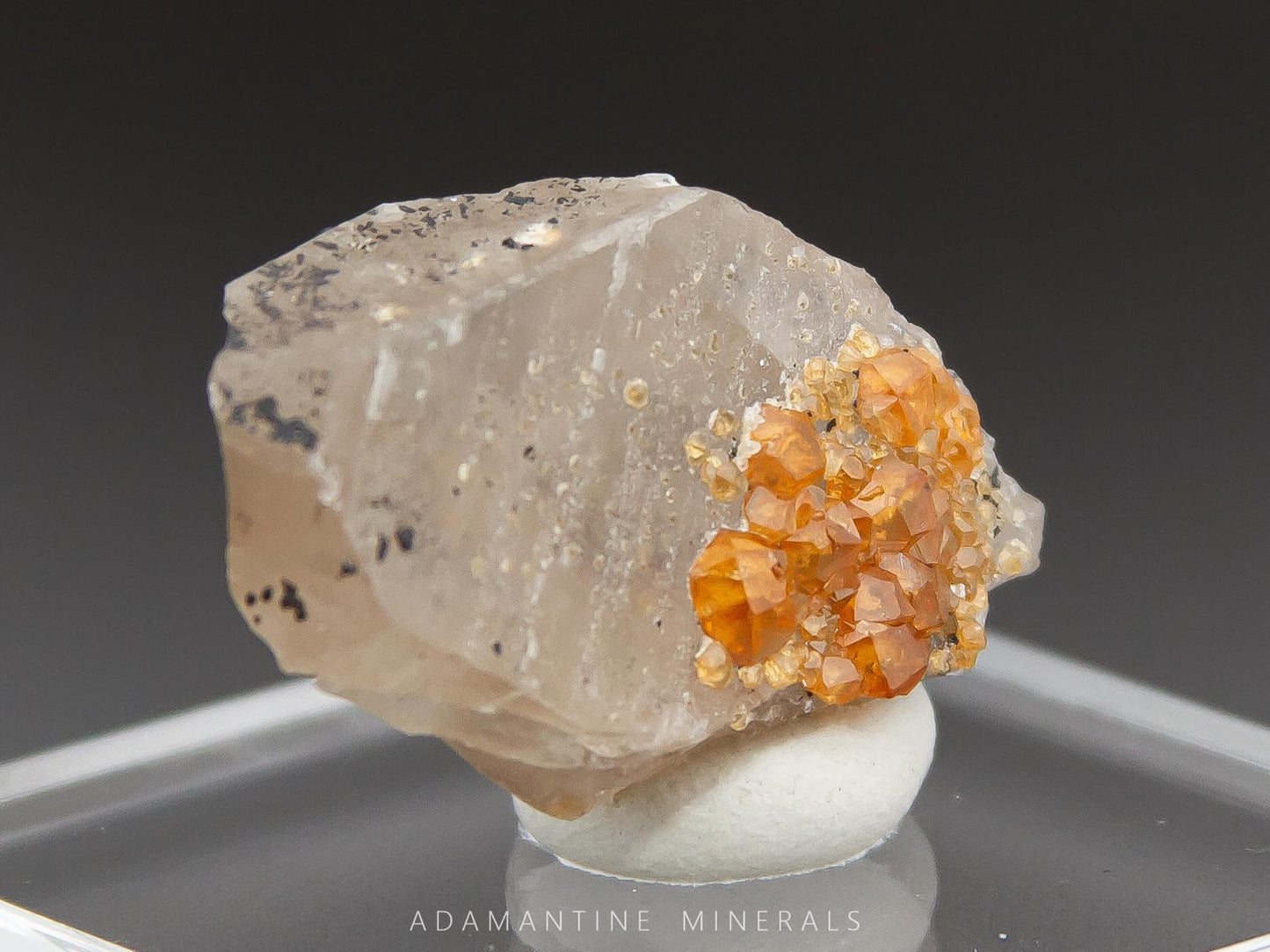 Spessartine Garnets on Smoky Quartz