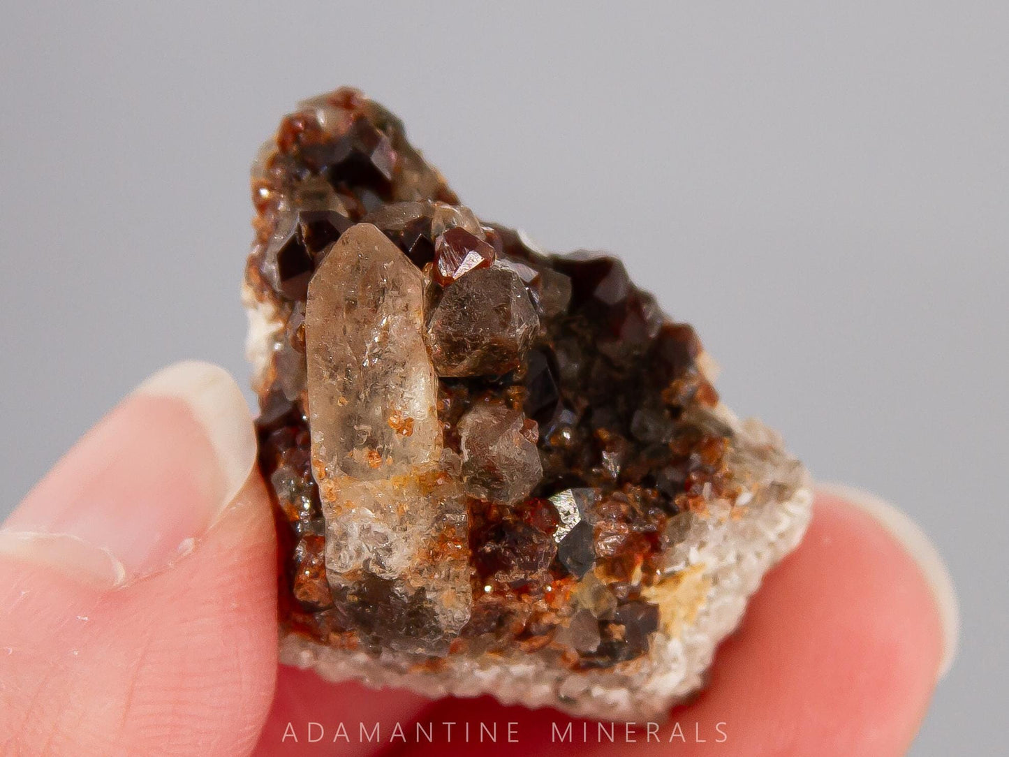 Spessartine Garnet with Smoky Quartz