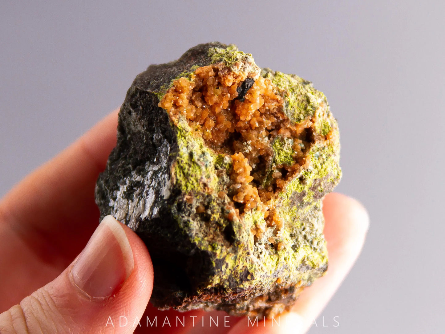 Microcline Var. Adularia, Epidote, and Tenorite-Coated Copper