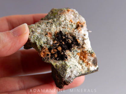 Microcline Var. Adularia, Epidote, and Tenorite-Coated Copper
