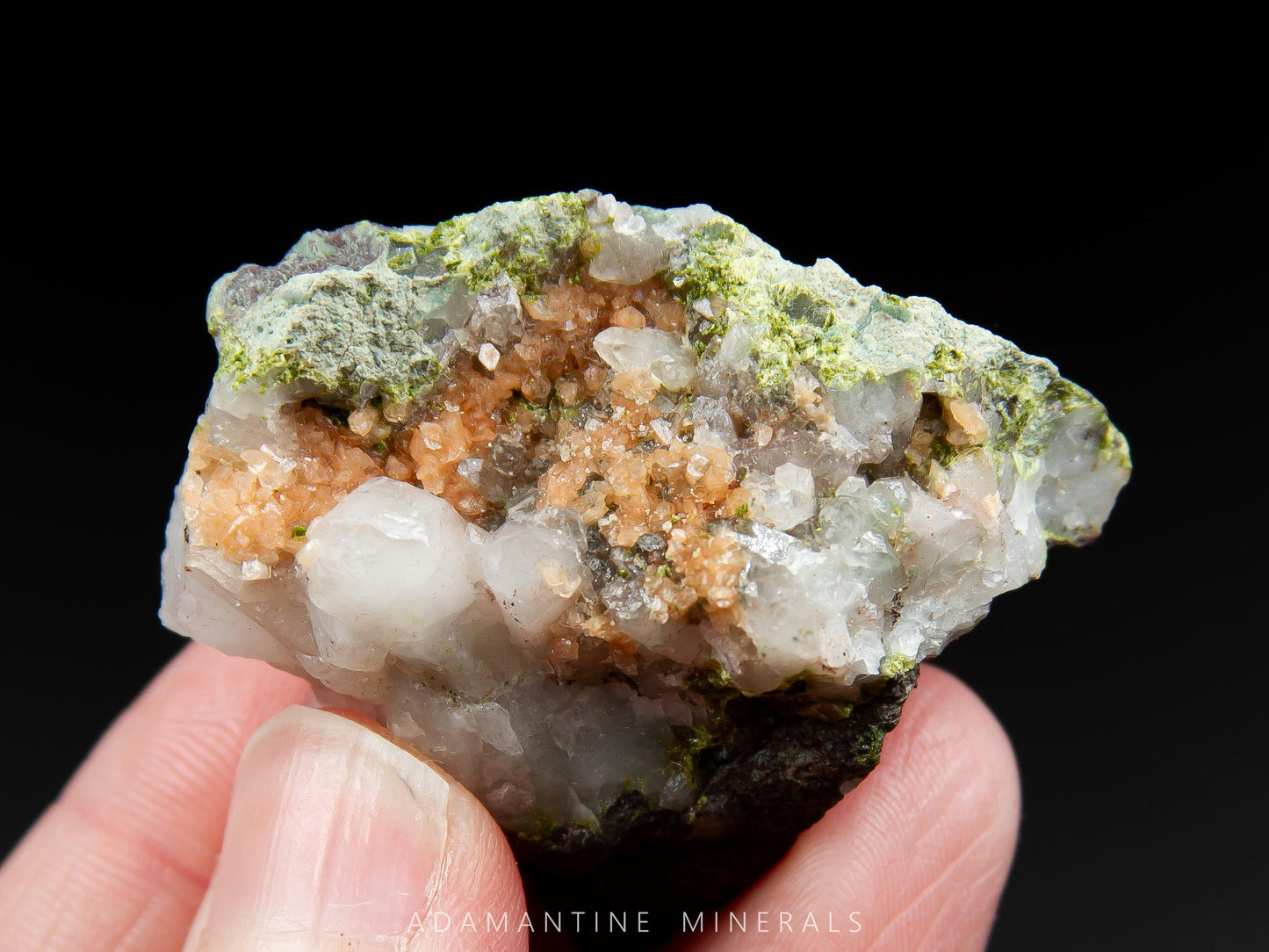 Quartz, Adularia, and Epidote on Amygdaloidal Basalt