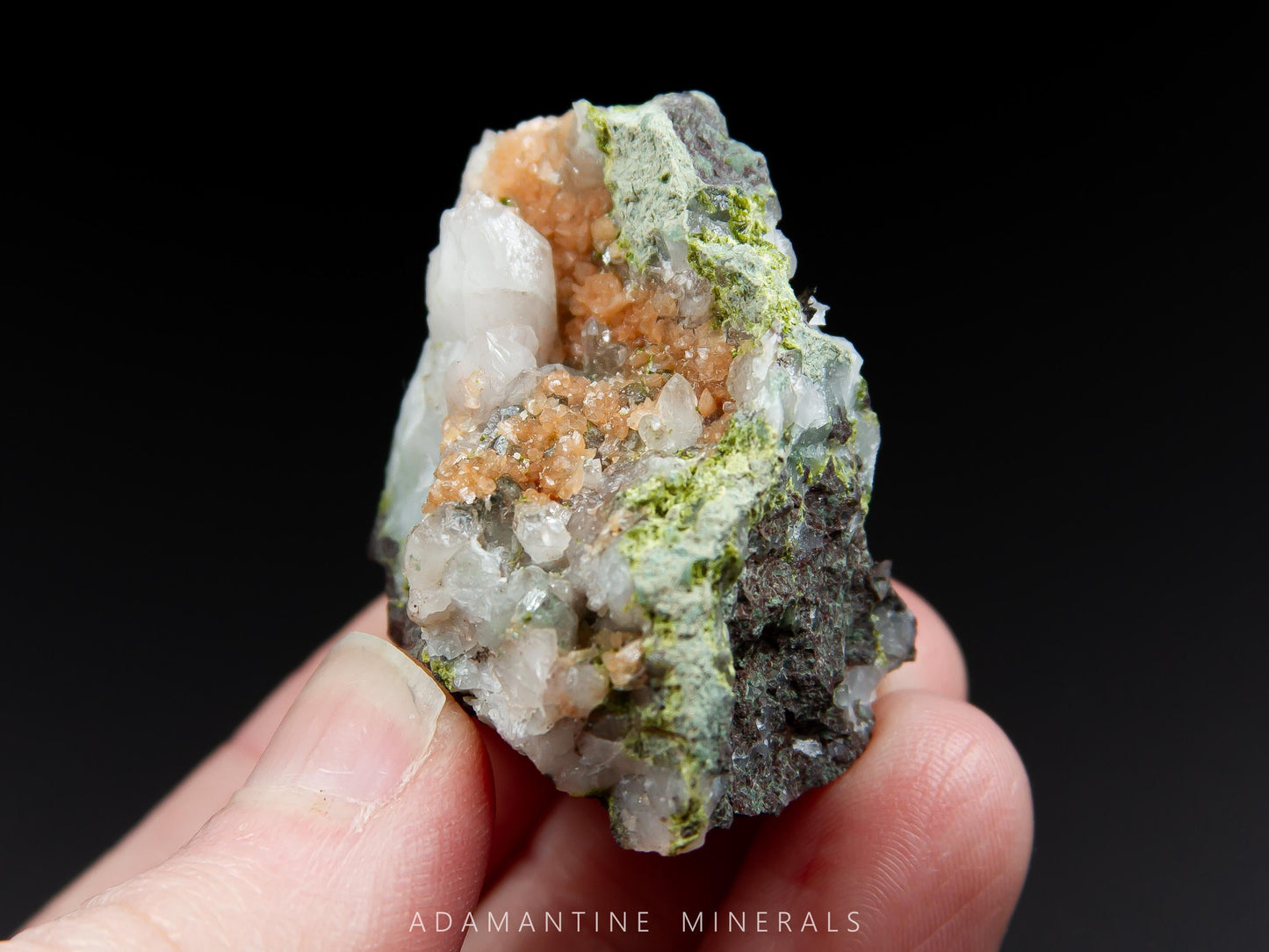 Quartz, Adularia, and Epidote on Amygdaloidal Basalt