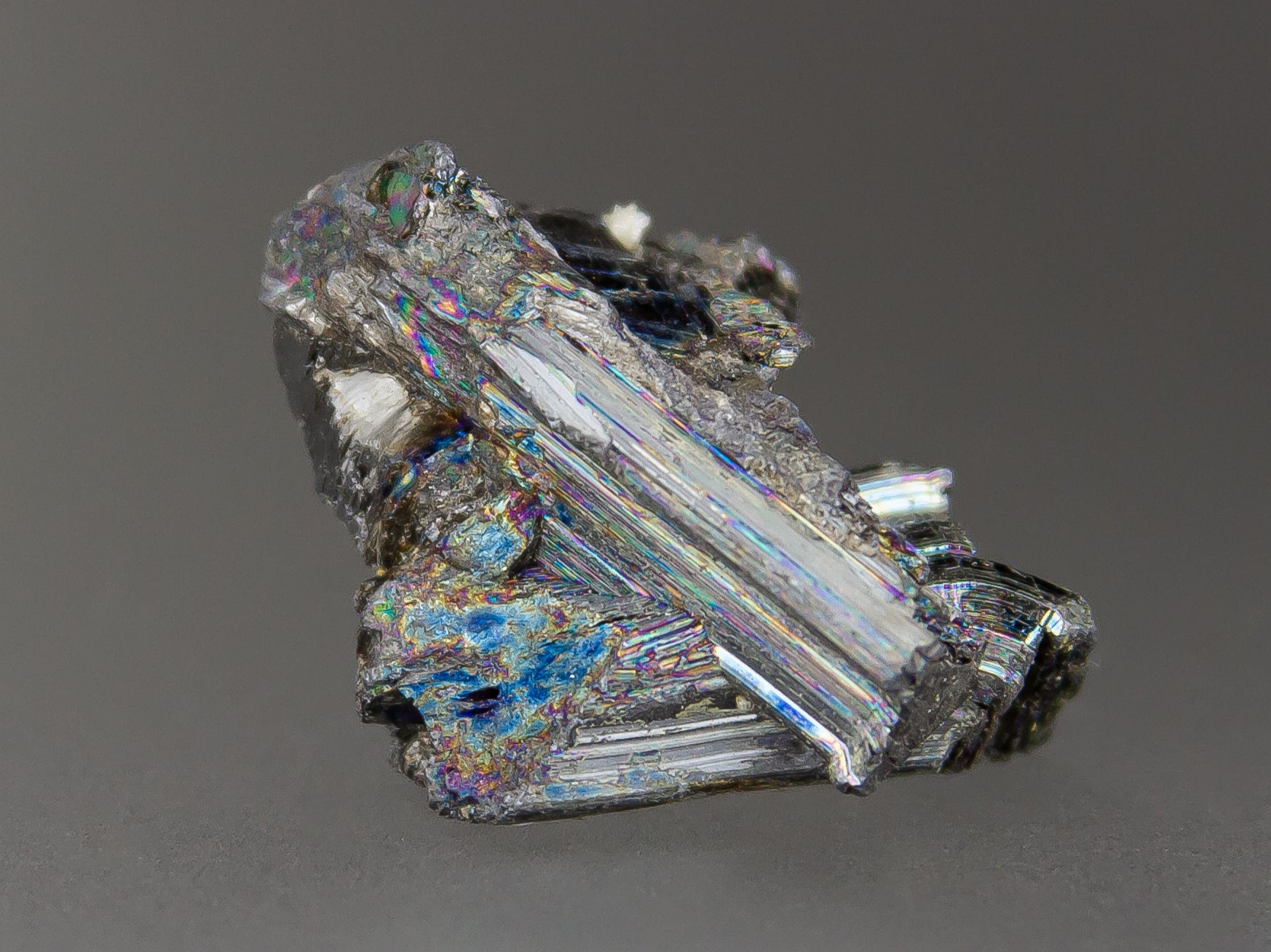 Adamantine Color Iridescent Stibnite Specimen - Excellent Color | Adamantine Minerals ...