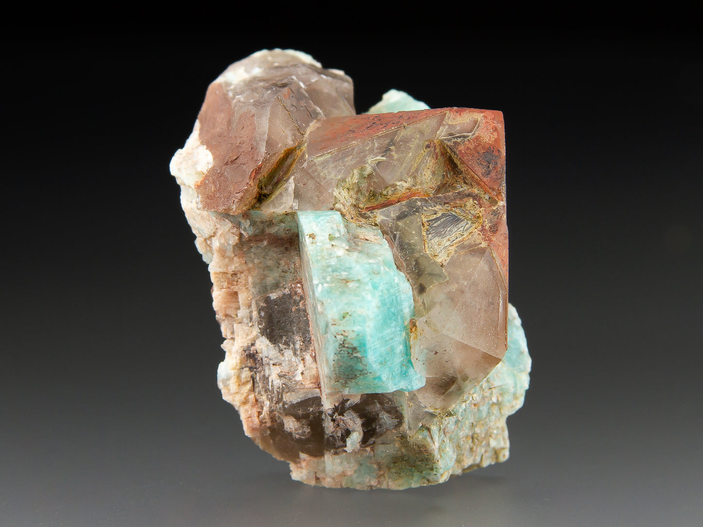 Quartz Var. Smoky and Microcline Var. Amazonite
