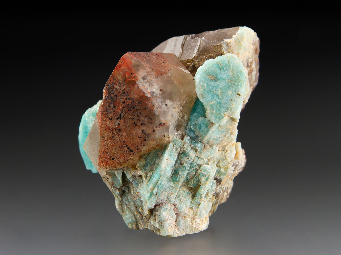 Quartz Var. Smoky and Microcline Var. Amazonite