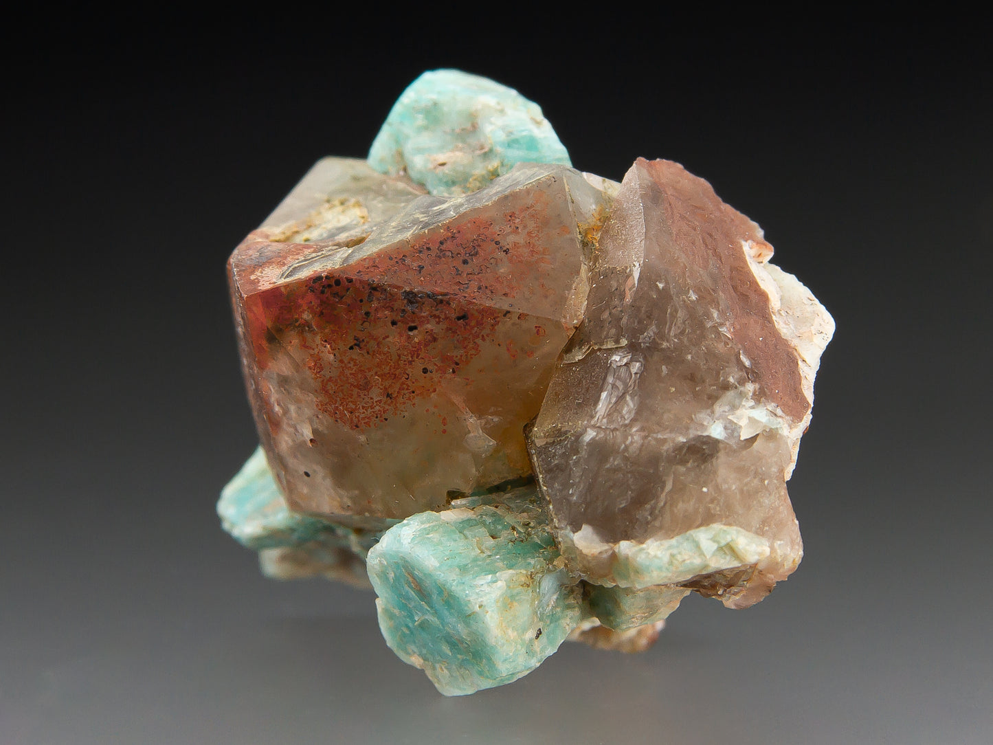Quartz Var. Smoky and Microcline Var. Amazonite