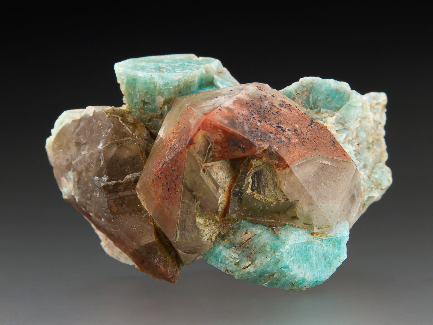 Quartz Var. Smoky and Microcline Var. Amazonite