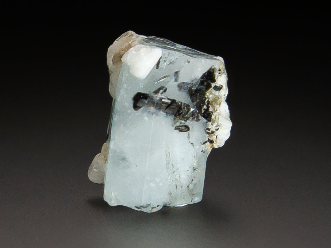 Beryl Var. Aquamarine with Inclusions of Tourmaline