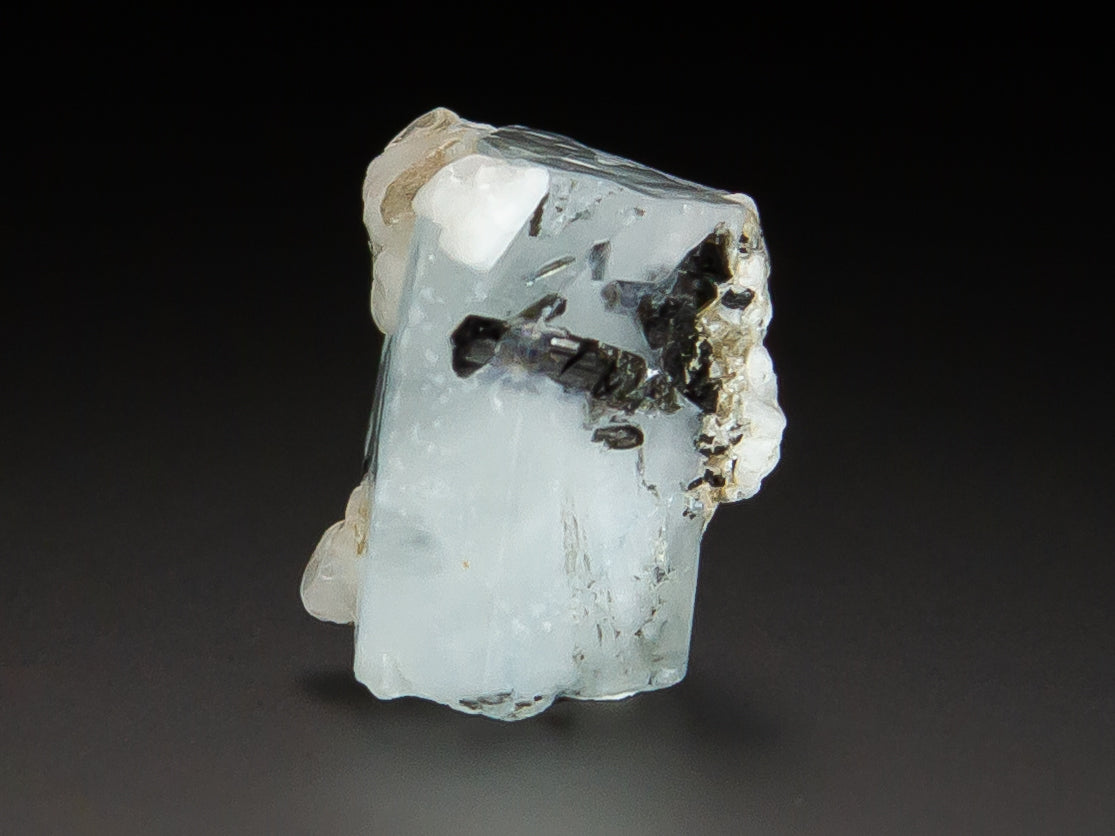 Beryl Var. Aquamarine with Inclusions of Tourmaline