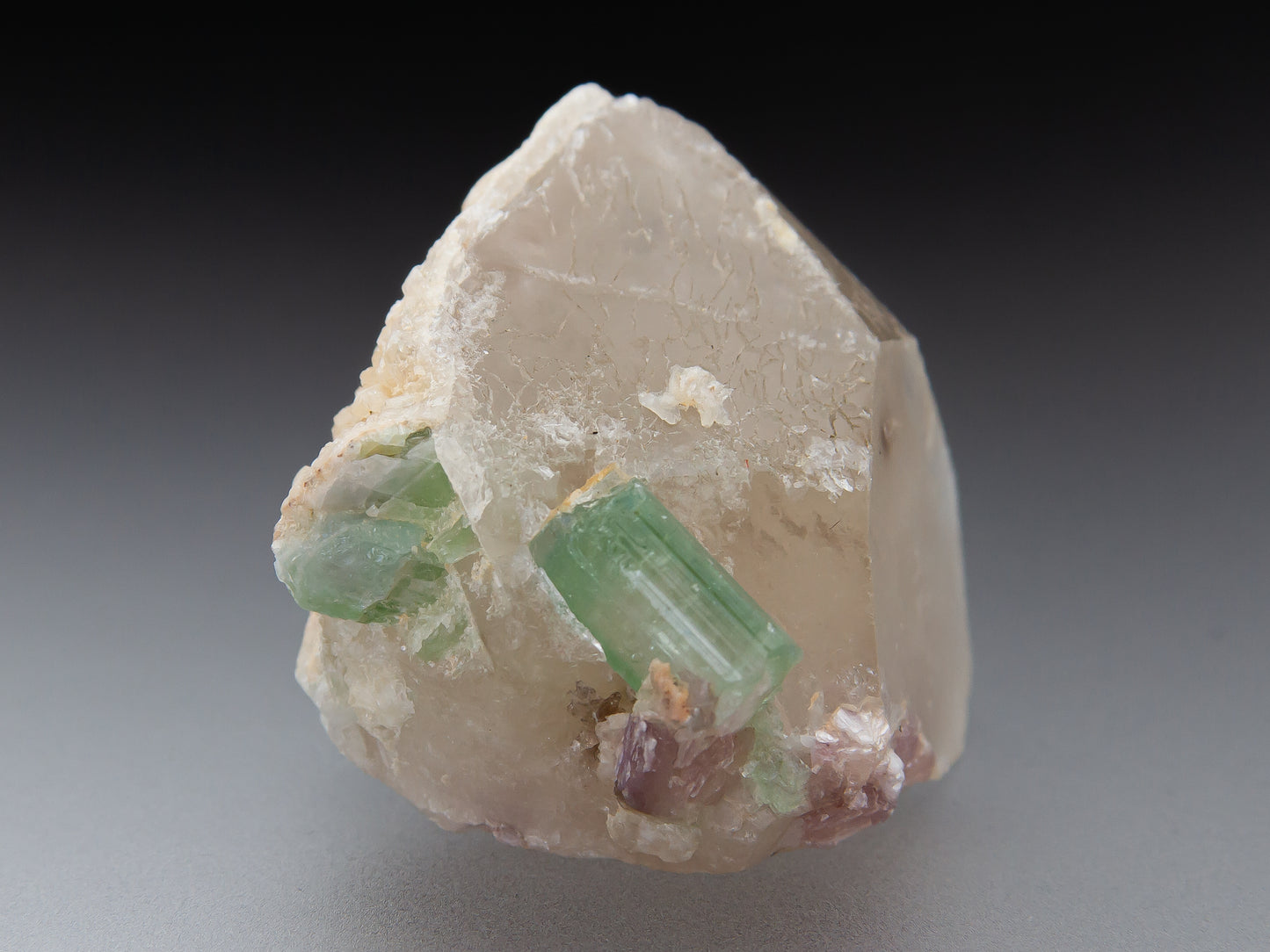 Tourmaline on Quartz with Lepidolite