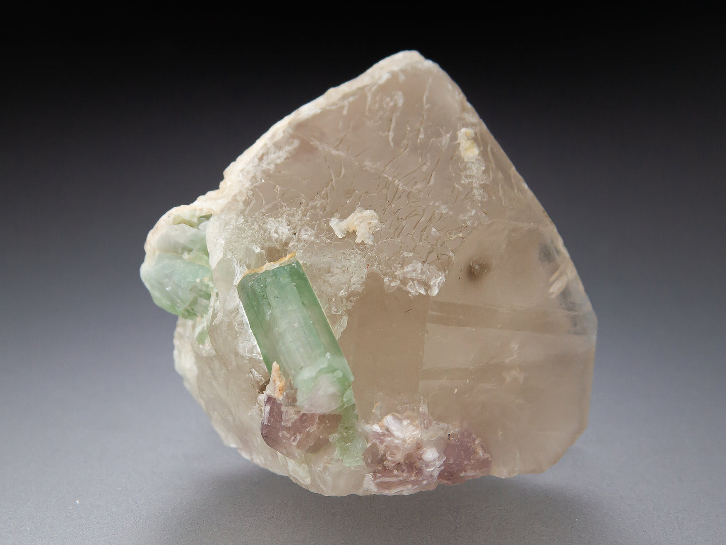 Tourmaline on Quartz with Lepidolite